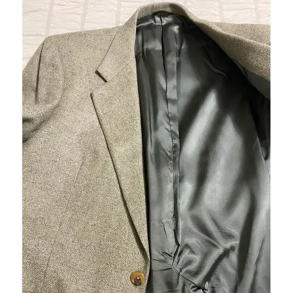 Men's Vtg Luxury Wool & Cashmere Gray‎ Sport Coat Classic 2 Button Sz 41 Regular - Picture 3 of 8